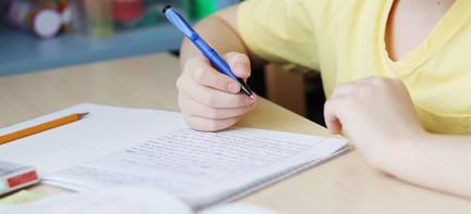 Person som sitter og skriver i en bok